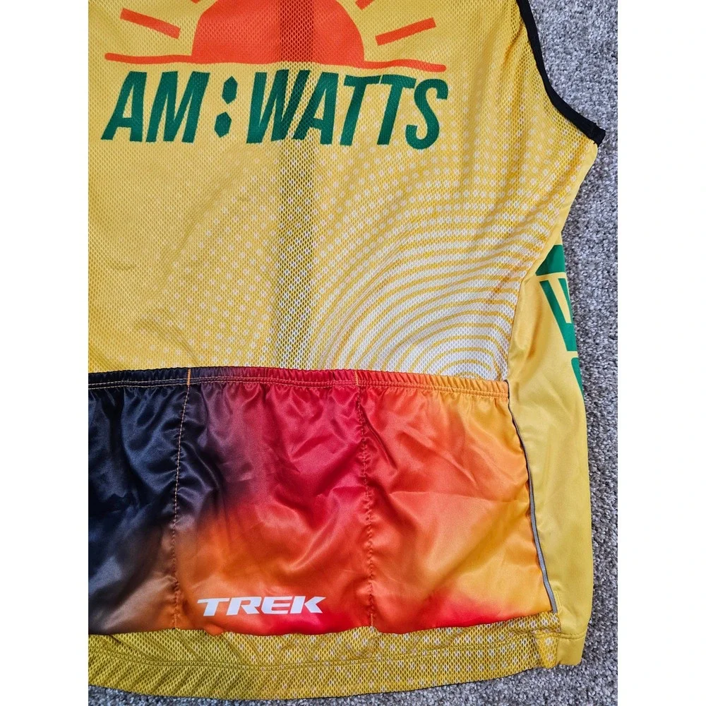 Trek AM:WATTS Cycling Vest Mens Medium Yellow Full Zip Mesh Back Gilet 40949